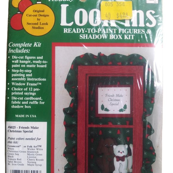 VTG HOLIDAY LOOK INS Ready to Paint Shadow Box Kit # 6025 Friends Make Xmas - Picture 1 of 3